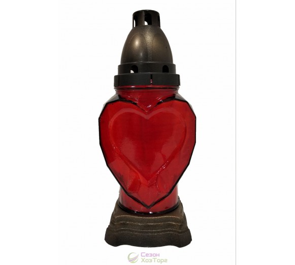 Лампадка стеклянная на 36 часов "Красное сердце"